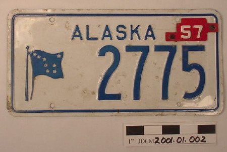 Alaska Auto License Plate 1957