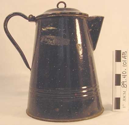 Blue Enamel Coffee Pot With Li