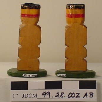 Pair of Painted Wood Totem Can