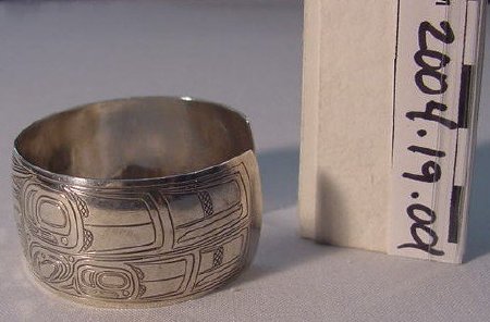 Cuff Style Carved Silver Bracl