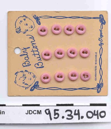 12 Pink Baby Buttons on Paper