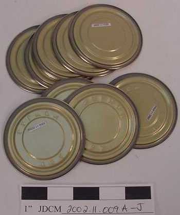 Brass-Colored Canning Lids wit