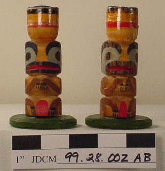 Pair of Painted Wood Totem Can