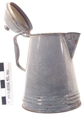 Graniteware grey tin coffeepot