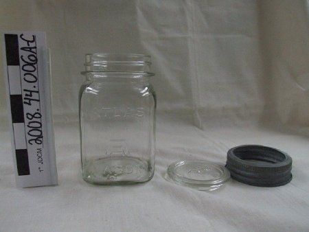 Atlas Mason jar with lids off