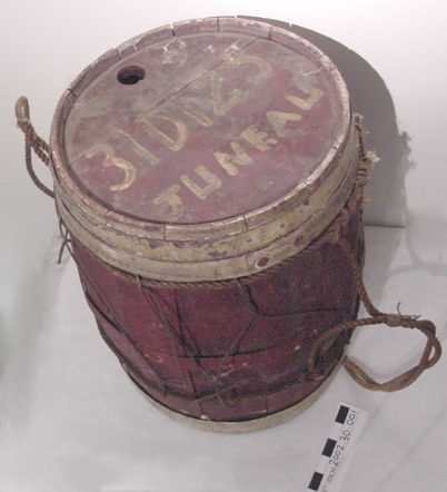 Red Wooden Buoy with Ropes and