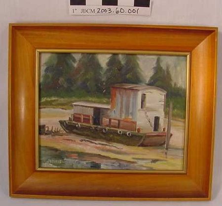 Framed Oil Painting of Barge B
