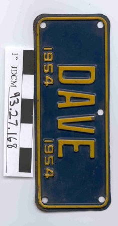 Bicycle License Plate for Dave