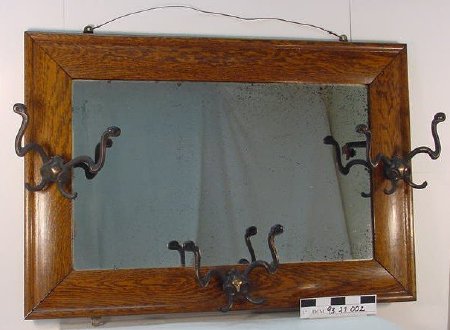 Oak Framed Mirror w/ Hooks