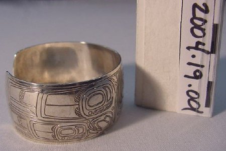 Cuff Style Carved Silver Bracl