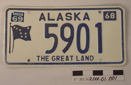 Alaska Auto License Plate 1968