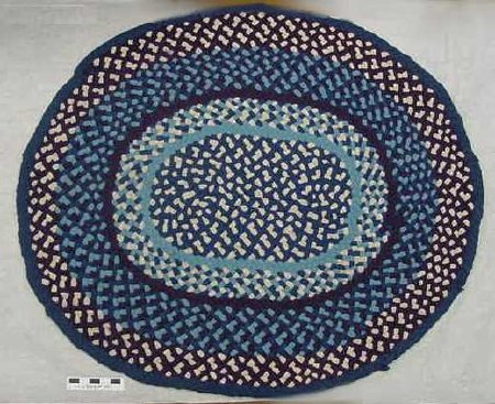 Blue Oval Braided Wool Rug