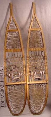 Wood Snowshoes with Woven Leat