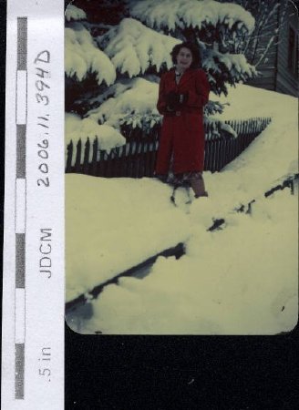 Bertha Hoff in deep snow ~1950