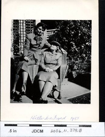 Ma Hoff & Caroline in Hills' backyard, S.F., Calif 1951