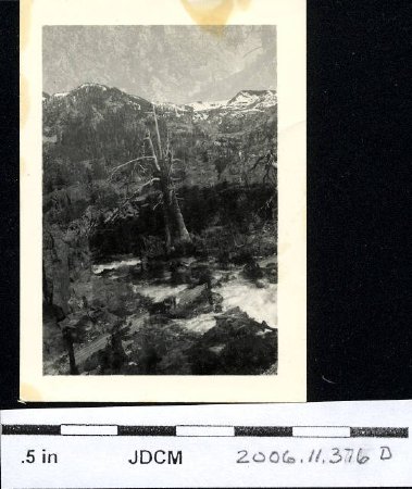 Alpine glen with stream and snow ~1940