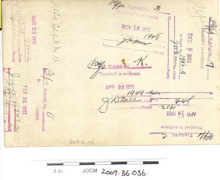 Plfs Exhibit No. K Received in evidence MAR 23 1921 back