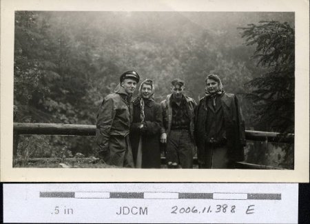 Hike up Gold Crk, Juneau, Bertha, Caroline, Red Swanson & friend 1947