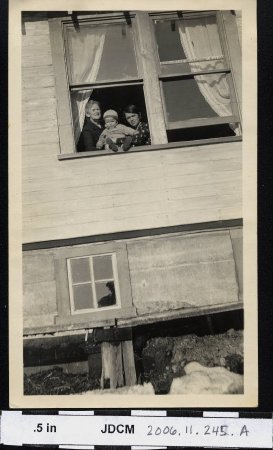 Family at Olson home; Marie Peteron, Eddy Olson, Erma Olson