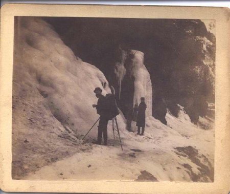 photographer and man with snow