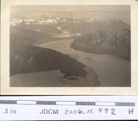 Aerial view Taku Glacier & river valley 1986-88