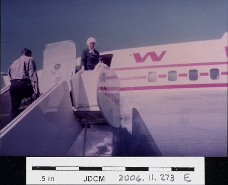 Mrs. Hoff boards plane 1968