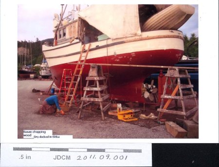 Maybeso Research boat in dry dock at Sitka 2005