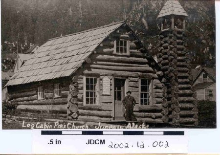 Postcard of Log Cabin Church -