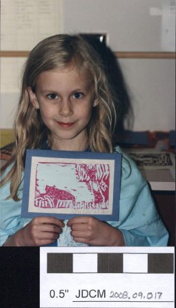 Girl with animal pring November 1992