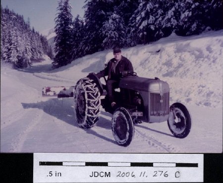 Carl Jensen clearing snow 1969