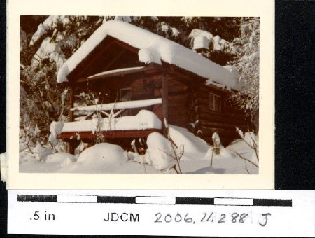 Jensen log cabin winter 1972