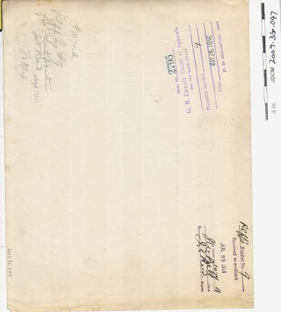Plffs Exhibit No.9 Received in evidence JUL 23 1914 back