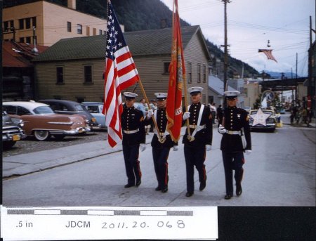 Statehood Parade July 4, 1959 Juneau Main St. Color Guard