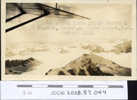 Photo taken from plane between Juneau, Alaska, & White Horse, B.C. 1936