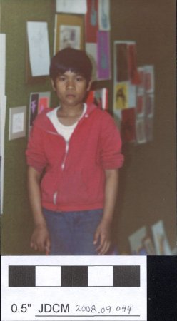 Boy with printed silk screens April 1977