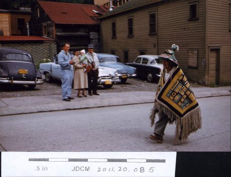 Statehood Parade July 4, 1959 Juneau - Main St Tlinget man in parade