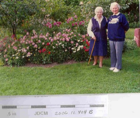 Doreen Merrell & Mother Visiting garden 1990