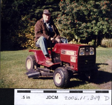 Carl Jensin on 'Wizzard' mower 1985