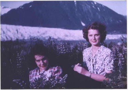 Caroline & sister Bertha Hoff at Mendenhall Glacier