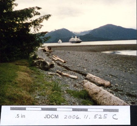 Sitka National Monument shoreline and cruise ship 1988