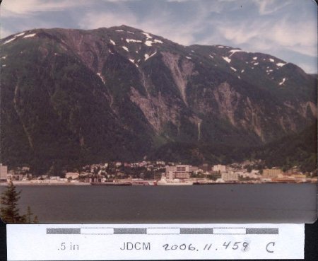 Juneau city view with coast guard ship 1977