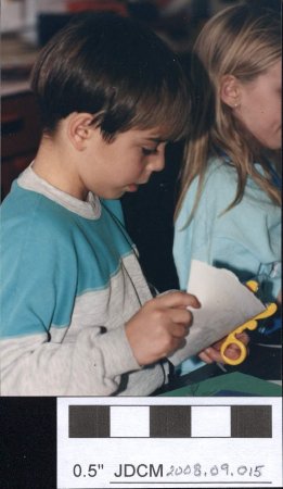 Children making block prints November 1992