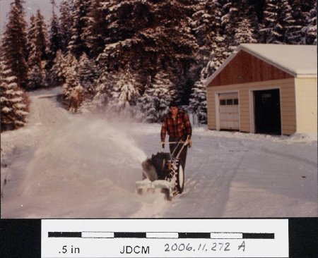 Carl Jensen snowblowing 1967