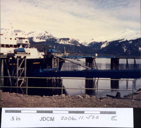 Ferry at dock 1986 Trip to Haines on Ferry