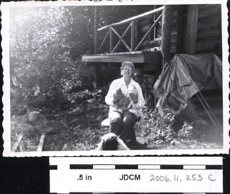 Caroline Jensen with cats 1961