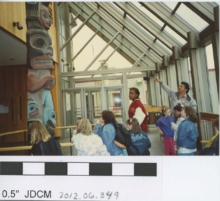 Children viewing a totem
