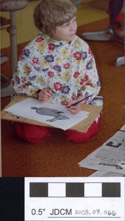 Barbara Bergdall 1977 rabbit in art class