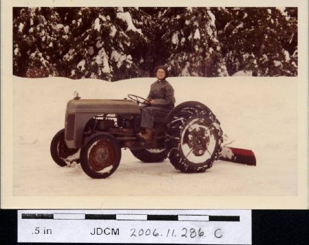 Caroline Jensen on tractor '72