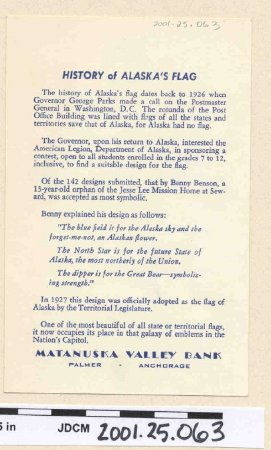 History of Alaska's Flag Card