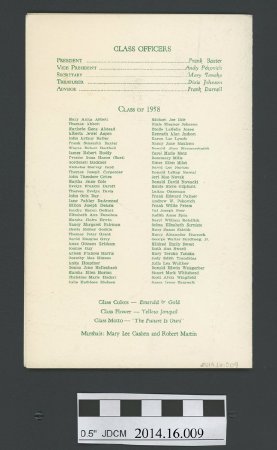 1958 Juneau High School Commencement Program